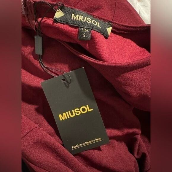 Miusol Women’s Retro Ruffle Slim Work Pencil Dress Burgundy Red Size Small Midi - Picture 16 of 16